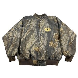 Vintage Nikon Realtree Camo Bomber Jacket Made USA 3XL Hunting Snap Front